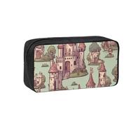 CADREWY Cute Fairy Tale Castle02 Print Unisex Simple Large-Capacity Pen Case Stationery Organizer Pouch Office Travel