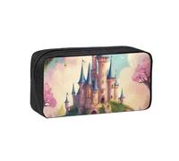 CADREWY Cute Fairy Tale Castle04 Print Unisex Simple Large-Capacity Pen Case Stationery Organizer Pouch Office Travel