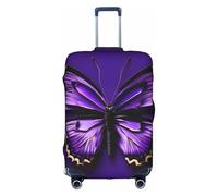 CADREWY Cute Purple Butterfly Print Decorative Washable Luggage Cover Personalized Anti Scratch Suitcase Protector, White, Large