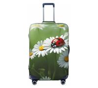 CADREWY - Daisy Ladybug Printed Travel Luggage Protective Cover with Elastic Anti-Scratch Carry On, Black/White, X-Large