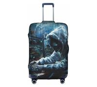 CADREWY - Decorative Luggage Cover Washable Anti-Scratch Hacker Attack Design, white, CH