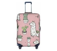 CADREWY - Decorative Washable Luggage Cover Alpaca Cactus Print, white, X-Large