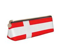 CADREWY Denmark Danish Flag Print Slim Pencil Case Large Capacity 8.3 x 2.2 x 2.4In Triangle Zippered Pen Holder