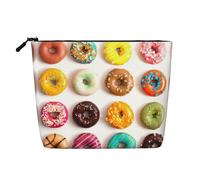 CADREWY - Donut Print Toiletry Bag Single Layer Travel Cosmetic Organizer Work Bag Essentials