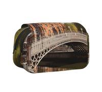 CADREWY Dublin Ireland Ha Penny Bridge River Print Functional Pencil Case Smooth Zipper Travel Office Supplies Comfortable Daily Use