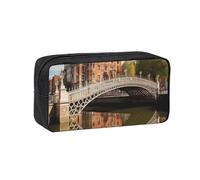 CADREWY Dublin Ireland Ha Penny Bridge River Print Unisex Simple Large Capacity Pencil Case Stationery Organizer Bag Office Travel