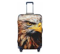 CADREWY Eagle Printed Travel Suitcase Cover with Elastic Anti-Scratch Carry On, Black/White, G
