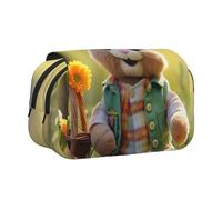 CADREWY Easter Bunny Print Functional Pencil Case Smooth Zipper Travel Office Supplies Comfortable Daily Use