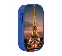 CADREWY Eiffel Tower Print Stylish Pen Pouch Office Travel Supplies Multi-Function Organizer 2 Zipper Pockets, Blue, One Size, Sport