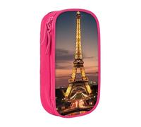 CADREWY Eiffel Tower Print Stylish Pen Pouch Office Travel Supplies Multi-Function Organizer 2 Zipper Pockets, Pink, One Size, Sport