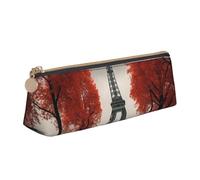 CADREWY Eiffel Tower with Red Umbrella Print Slim Pencil Case Large Capacity 8.3 x 2.2 x 2.4In Triangle Zippered Pen Holder