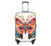 CADREWY Embroidery Colorful Butterfly Print Decorative Washable Luggage Cover Personalized Anti Scratch Suitcase Protector, White, Large