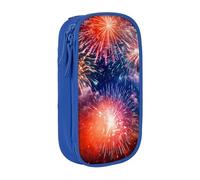 CADREWY Explosion Firework 3d Print Stylish Pen Pouch Office Travel Supplies Multi-Function Organizer 2 Zipper Pockets, Blue, One Size, Sport