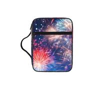CADREWY Fireworks Print Bible Storage Bag For Men Women Waterproof Religious Organizer Scripture Holder