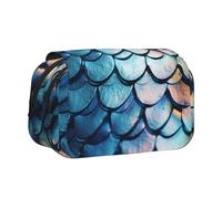 CADREWY Fish Scale Print Functional Pencil Case Smooth Zipper Travel Office Supplies Comfortable Daily Use