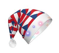 CADREWY Flag Of The Czech Republic Print adult Christmas Unisex Hat With Led Lights Santa Cap Holiday Celebrations Party