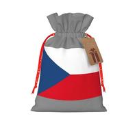 CADREWY Flag Of The Czech Republic Printing Festive Christmas Drawstring Gift Bags For Xmas Wedding And Party Present Sack