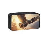 CADREWY Flying Eagle Print Unisex Simple Large-Capacity Pen Case Stationery Organizer Pouch Office Travel