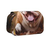 CADREWY Funny English Bulldog Print Functional Pencil Case Smooth Zipper Travel Office Supplies Comfortable Daily Use