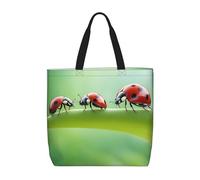 CADREWY Funny Ladybug Print Eco-Friendly Tote Lightweight Grocery Bag Daily Commuting Travel Beach Gym Use