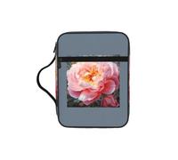 CADREWY Garden Peony Print Bible Storage Bag For Men Women Waterproof Religious Organizer Scripture Holder