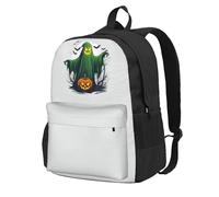 CADREWY Green Ghost Horror Halloween Pumpkin Print Adults Large Capacity Backpack Commuting Work Outdoor Adventures Weekend Getaways