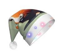 CADREWY Guinea Pig Illustration Print adult Christmas Unisex Hat With Led Lights Santa Cap Holiday Celebrations Party
