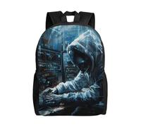 CADREWY Hacker Attack Print Stylish Waterproof Backpack Unisex Travel Work Outdoor Adventures Daily Essentials