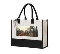 CADREWY Halloween Pumpkin Graveyard Print Canvas Present Shopping Bag for Women Eco-Friendly Gift for Birthday Motherâ€™s Day