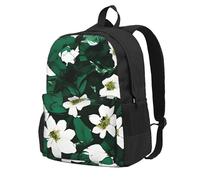 CADREWY Hunter Green Floral Petals Pattern Print Adults Large Capacity Backpack Commuting Work Outdoor Adventures Weekend Getaways