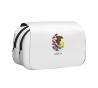 CADREWY Illinois State Flag Print Functional Pencil Case Smooth Zipper Travel Office Supplies Comfortable Daily Use