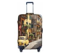 CADREWY Italian Street Print Decorative Washable Luggage Cover Personalized Anti Scratch Suitcase Protector, White, X-Large