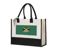 CADREWY Jamaican flag elements Print Canvas Present Shopping Bag for Women Eco-Friendly Gift for Birthday Motherâ€™s Day