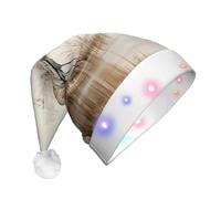 CADREWY Japanese Crane & Pine Print adult Christmas Unisex Hat With Led Lights Santa Cap Holiday Celebrations Party