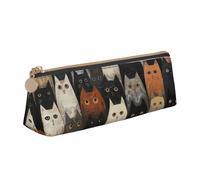 CADREWY - Large capacity cat print slim pencil case, 8.3 x 2.2 x 2.4 inches, triangle with zipper