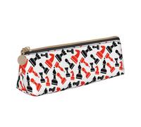 CADREWY Large Capacity Chess Print Slim Pencil Case, 8.3 x 2.2 x 2.4 inches, Triangle with Zipper