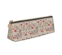CADREWY Large Capacity Flower Leaf Print Slim Pencil Case 8.3 x 2.2 x 2.4 inches, Triangle with Zipper