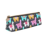 CADREWY Large Capacity Indian Alpaca Print Slim Pencil Case, 8.3 x 2.2 x 2.4 inches, Triangle with Zipper