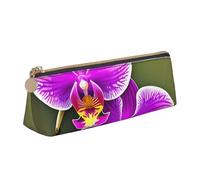 CADREWY Large Capacity Orchid Flower Print Slim Pencil Case 8.3 x 2.2 x 2.4 inches, Triangle with Zipper