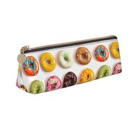 CADREWY - Large Capacity Pencil Case - Different Flavors of Donuts Design - Triangle 8.3" x 2.2" x 2.4" Zipper