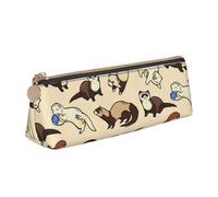 CADREWY - Large Capacity Pencil Case, Furry Ferret Design, 8.3 x 2.2 x 2.4 inches, Triangle with Zipper