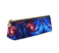 CADREWY Large Capacity Red Blue Galaxy Print Slim Pencil Case 8.3 x 2.2 x 2.4 inches, Triangle with Zipper