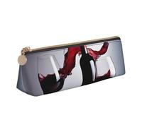 CADREWY Large Capacity Red Wine Print Slim Pencil Case 8.3 x 2.2 x 2.4 inches, Triangle with Zipper