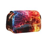 CADREWY Left And Right Brain Advantage Print Functional Pencil Case Smooth Zipper Travel Office Supplies Comfortable Daily Use