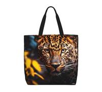 CADREWY Leopard Pattern Print Eco-Friendly Tote Lightweight Grocery Bag Daily Commuting Travel Beach Gym Use