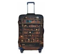 CADREWY Library Decorative Washable Luggage Cover Library Print Luggage Protector Anti-Scratch Suitcase Protector, white, X-large