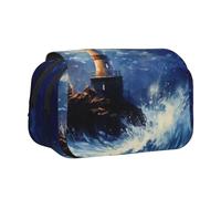 CADREWY Lighthouses Print Functional Pencil Case Smooth Zipper Travel Office Supplies Comfortable Daily Use