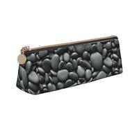 CADREWY Many Black Pebbles Print Slim Pencil Case Large Capacity 8.3 x 2.2 x 2.4In Triangle Zippered Pen Holder