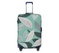 CADREWY - Mint Gray Leaf Print Travel Luggage Protective Cover with Elastic Anti-Scratch Carry On, Black, X-large