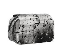 CADREWY Music Notes Print Functional Pencil Case Smooth Zipper Travel Office Supplies Comfortable Daily Use